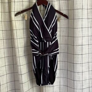 Grace Karin Black and White Striped One Piece Swimsuit
